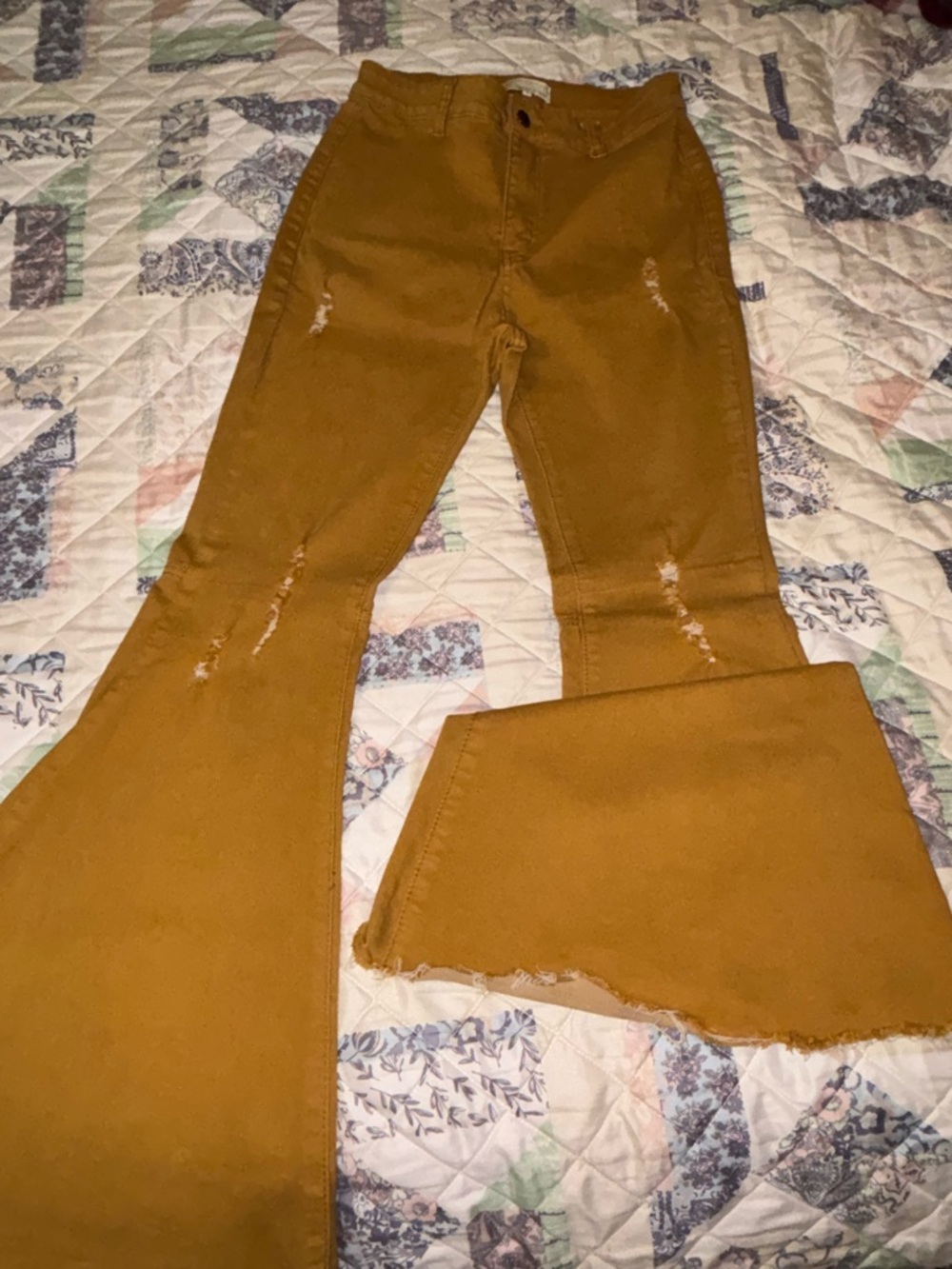 High-Rise Mustard Flare Wide-Leg Jeans